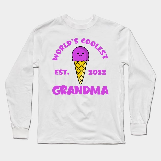 World's Coolest Grandma Est. 2022 Kawaii Ice Cream Long Sleeve T-Shirt by KawaiinDoodle